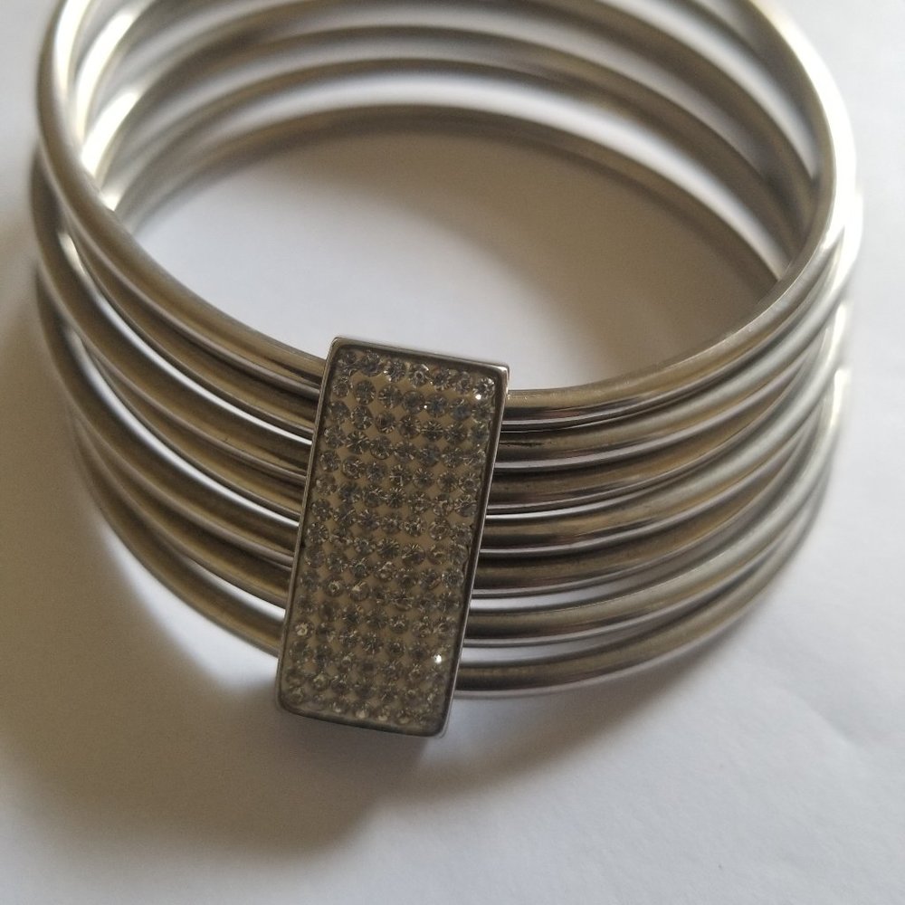 Stacked Shimmer Silver Cuff Bracelet